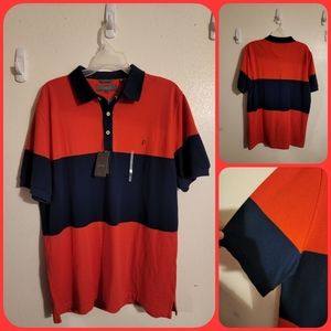 NWT Fernando Pena Polo Shirt Adult Large Red and Blue Short Sleeve Casual Mens